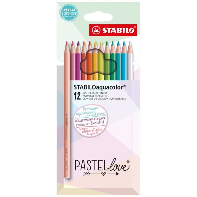 Stabilo Aquarellable Colouring Pencil - STABILOaquacolor - Pastellove Set - wallet of 12