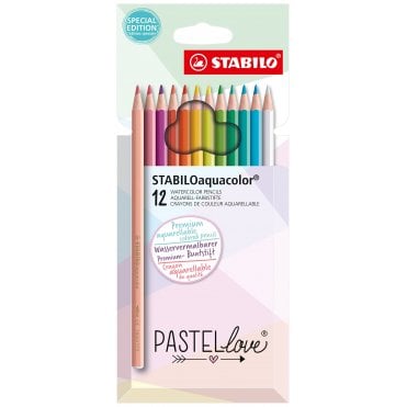 Aquarellable Colouring Pencil - STABILOaquacolor - Pastellove Set - wallet of 12