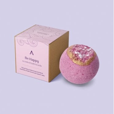 be happy stress relief essential oil bath bomb