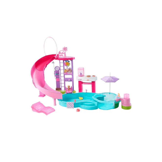Barbie Dream Pool Playset with Slide & Bubbling Hot Tub