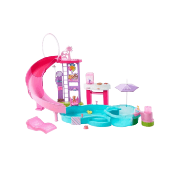 Barbie Dream Pool Playset with Slide & Bubbling Hot Tub
