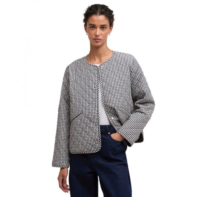 Barbour Cashel Check Collarless Quilted Jacket