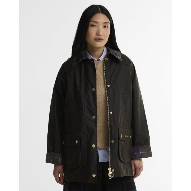 Barbour Icons Tartan Collar Modern Beadnell Waxed Jacket