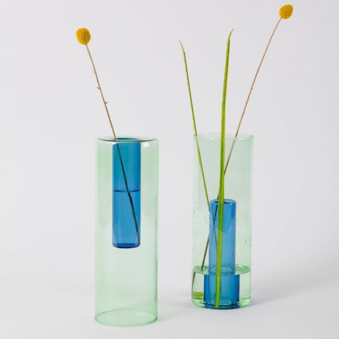 Block Design Reversible Glass Vase