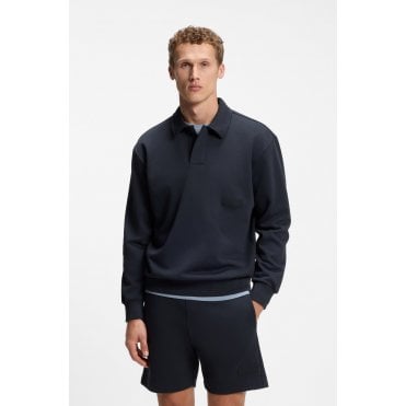 Placket Relaxed Fit Polo Sweatshirt