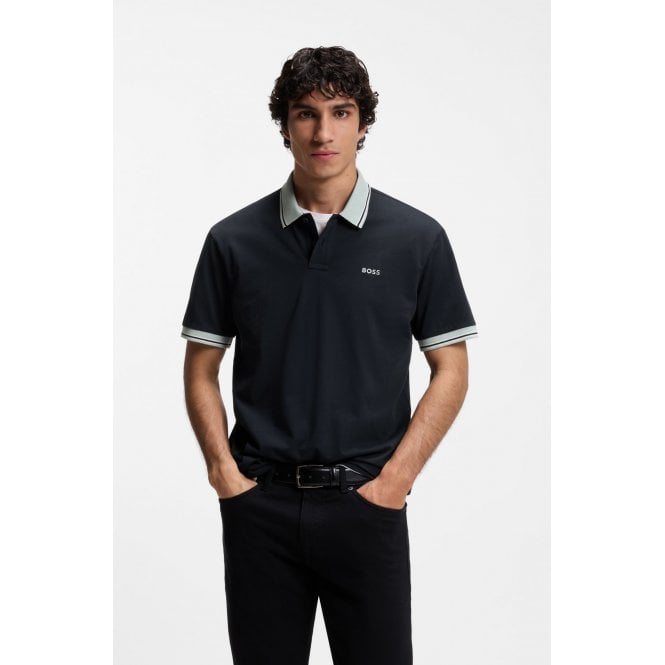 Boss Orange Cotton Jersey Polo Shirt With Stripe Trims