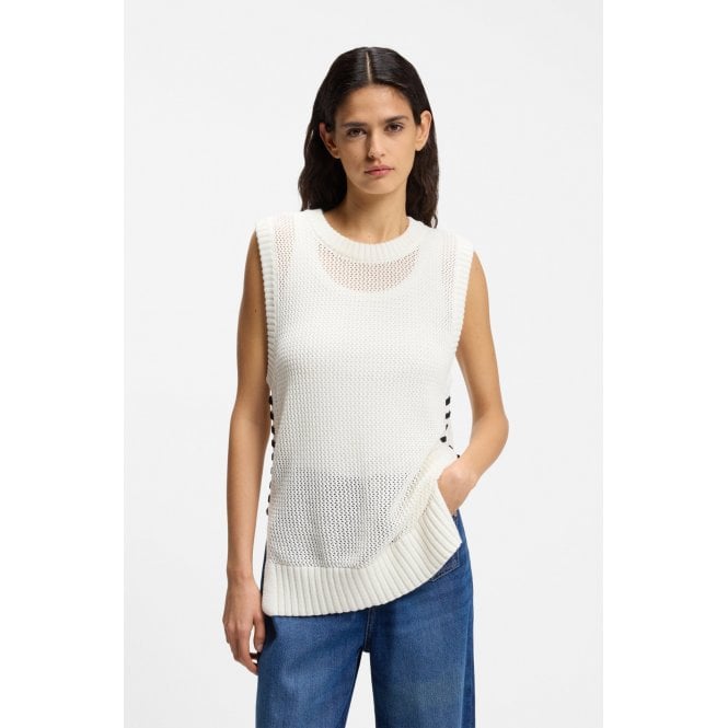 Boss Orange Favignon Sleeveless Cotton Mesh Top