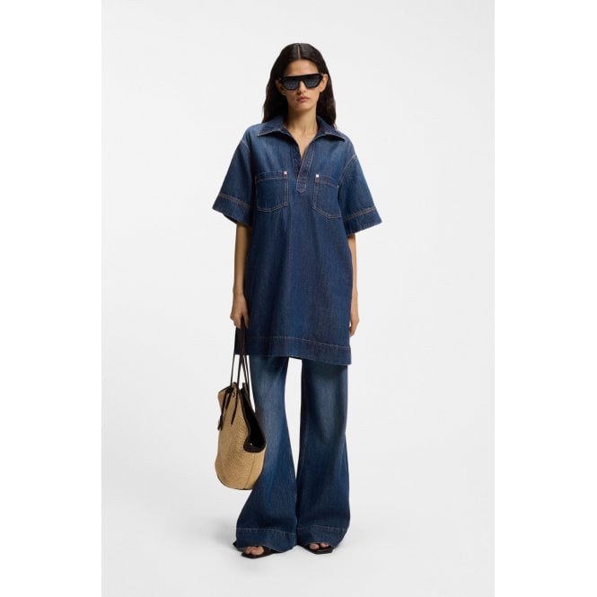 Boss Orange Johnny Collar Denim Polo Dress