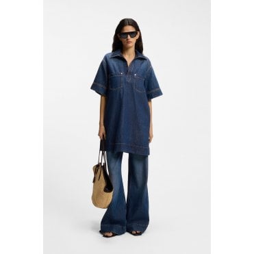 Johnny Collar Denim Polo Dress