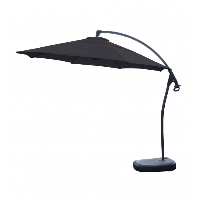 Bramblecrest Gloucester Side Post Parasol with Plastic Base and Protective Cover - Grey