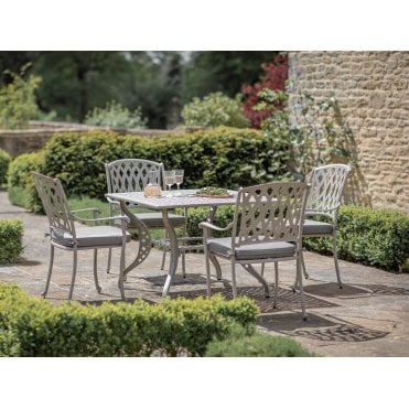 Rome Stone Cast Aluminium 4 Seat Square Dining Set