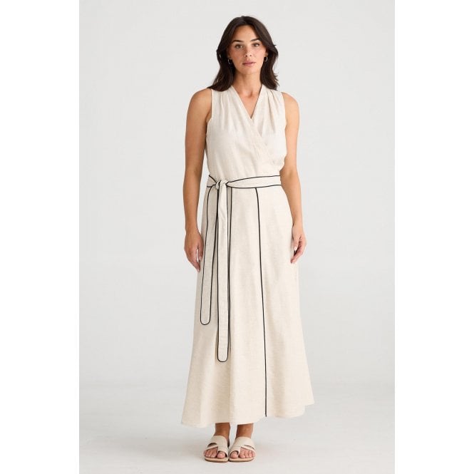 Brave+True Ari Tie Waist Sleeveless Linen Blend Maxi Dress