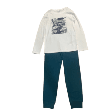 Modern T-Shirt And Cuffed Trousers Knit Pyjama Set