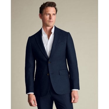 Ink Blue Wool Texture Slim Fit Jacket