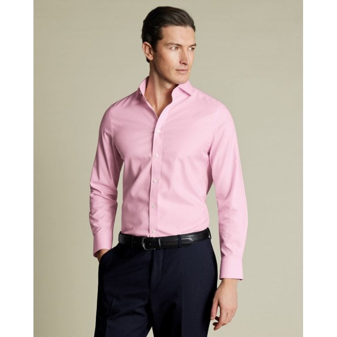 Charles Tyrwhitt Pink Cutaway Collar Non-Iron Twill Slim Fit Shirt