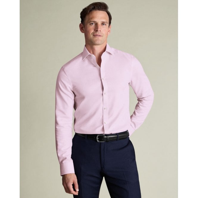 Charles Tyrwhitt Pink Non-Iron Stretch Burlington Weave Slim Fit Shirt