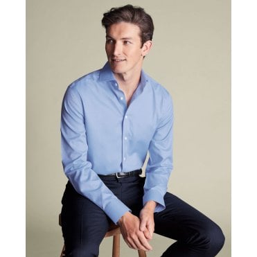 Sky Blue Cutaway Collar Non-Iron Twill Slim Fit Shirt