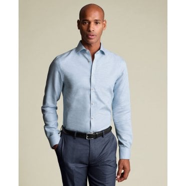 Sky Blue Non-Iron Stretch Burlington Weave Slim Fit Shirt