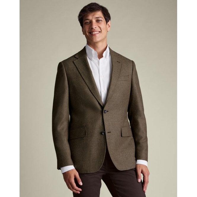 Charles Tyrwhitt Taupe Wool Texture Slim Fit Jacket
