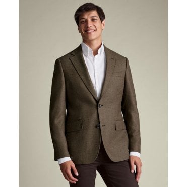 Taupe Wool Texture Slim Fit Jacket