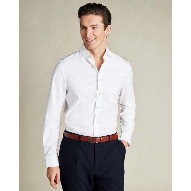 Charles Tyrwhitt White Cutaway Collar Non-Iron Twill Extra Slim Fit Shirt