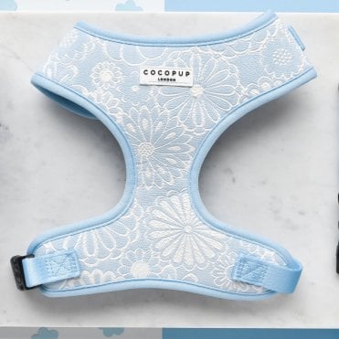 Luxe Baby Blue Flower Adjustable Dog Harness