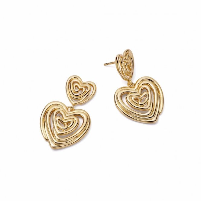 Daisy Double Drop Scribble Heart Earrings