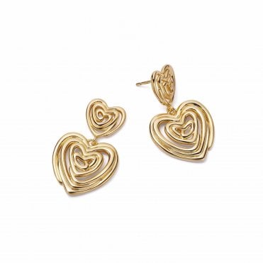 Double Drop Scribble Heart Earrings