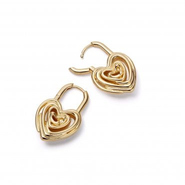 Scribble Heart Lock Earrings