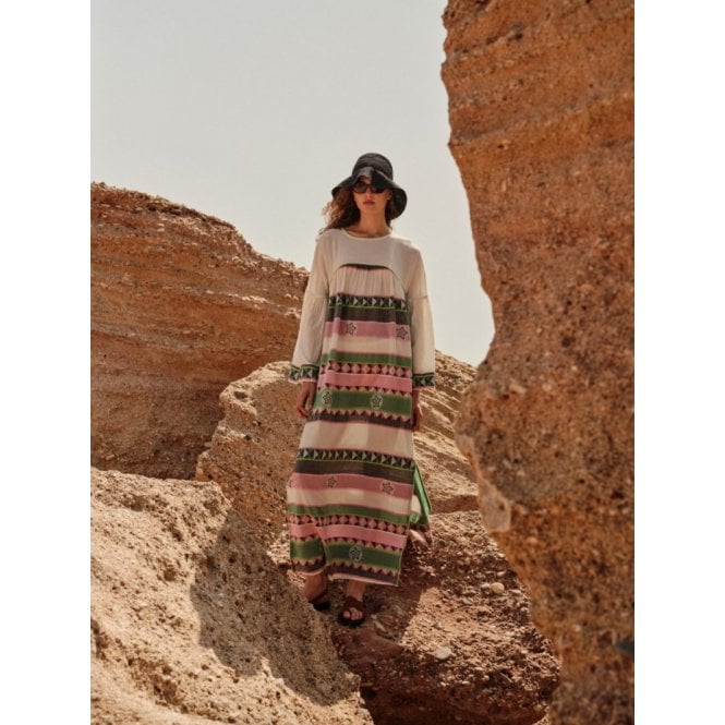 Devotion Twins Vela Geometric Stripe Maxi Dress