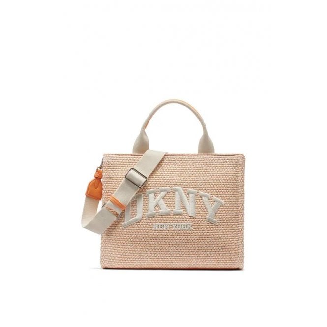 DKNY Hadlee Medium Straw Logo Tote Bag