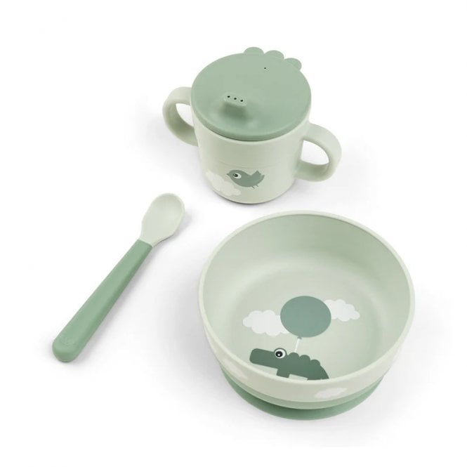 Done by Deer Foodie first meal set w/suction Happy clouds Green