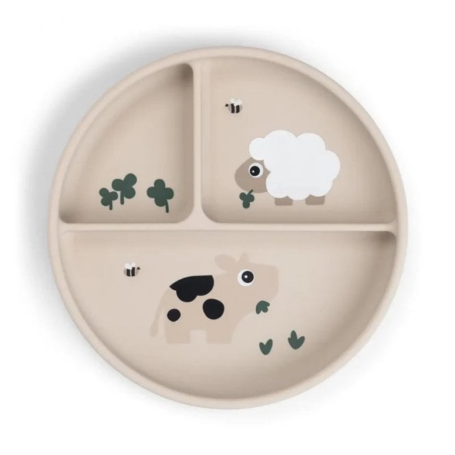 Done by Deer Stick&Stay compartment plate Tiny farm Sand