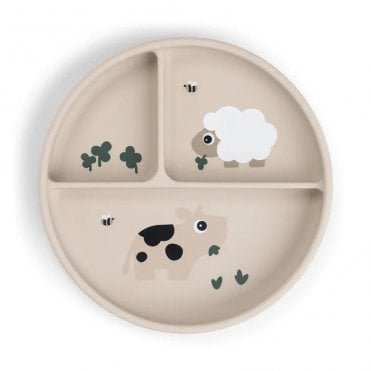 Stick&Stay compartment plate Tiny farm Sand