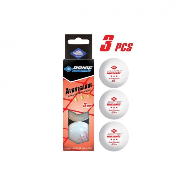 Donic 3-Star White Avantgarde Ball - 3 Pack