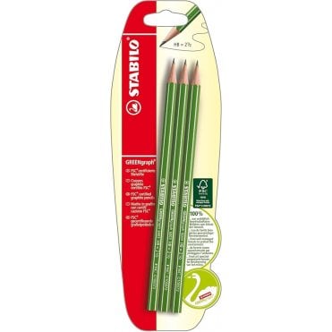 Eco-Friendly Graphite Pencil - STABILO GREENgraph - 3pc - FSC -HB - without eraser