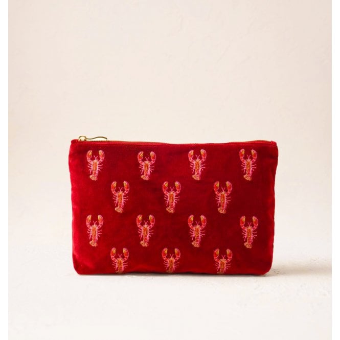 Elizabeth Scarlett Lobster Velvet Everyday Pouch