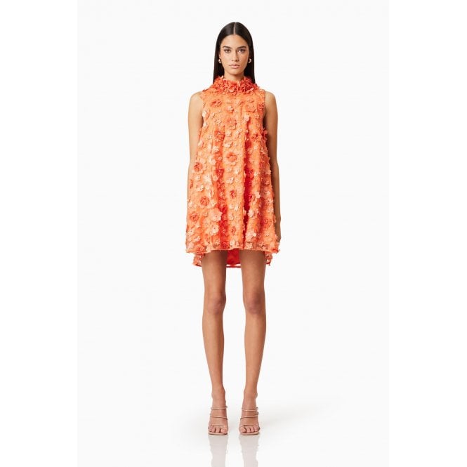 Elliatt Bluebell High Neck Trapeze Dress in Orange