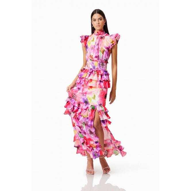 Elliatt Darra Ruffled Maxi Dress In Floral