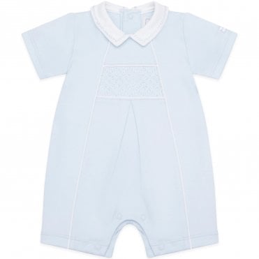 Ilock Romper  inset emb panel & piping detail