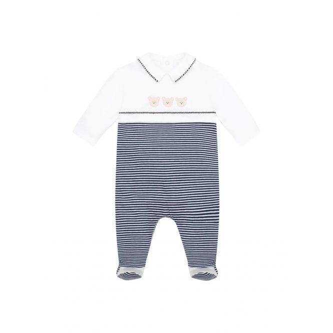 Emile et Rose SJ AIO with navy stripe lower  teddy emb & Hat