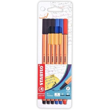 Fineliner - STABILO point 88 - wallet of 6 - assorted office colours