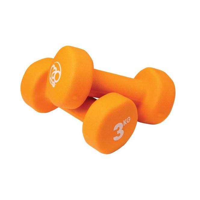 Fitness Mad 3kg Neoprene Dumbbells - Orange (Pair)