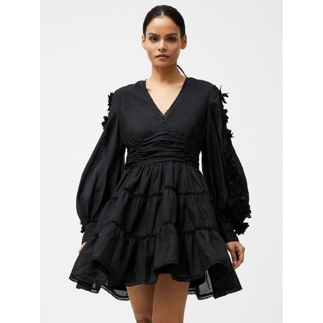 French Connection Aubrey 3D Lace Trim Mini Dress