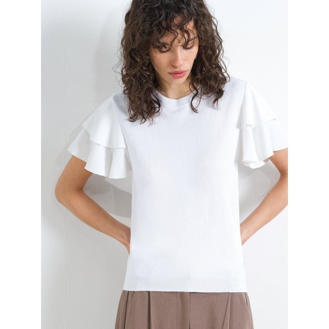 French Connection Aylaa Krista Knit Mix Flutter Sleeve Top