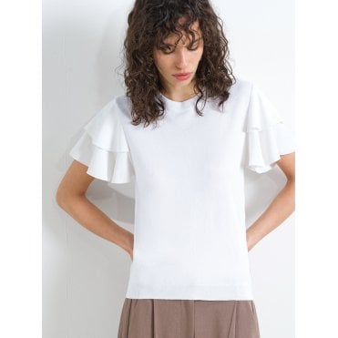 Aylaa Krista Knit Mix Flutter Sleeve Top