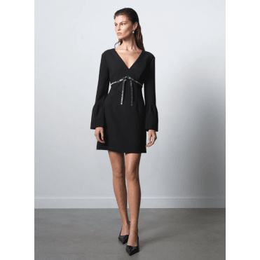 AZRA TWILL DIAMANTE BOW DRESS