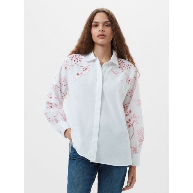 French Connection Cambria Cotton Embroidered Long Sleeve Shirt