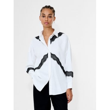 Candice Satin Lace Mix Long Sleeve Shirt