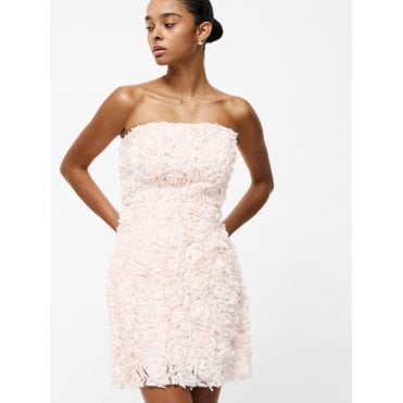 Cher Rosette Textured Bandeau Mini Dress